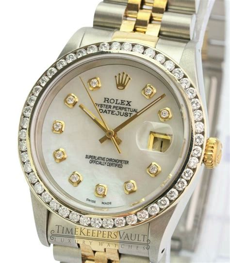 rolex 16233 gold with diamonds|Rolex datejust 16233 white dial.